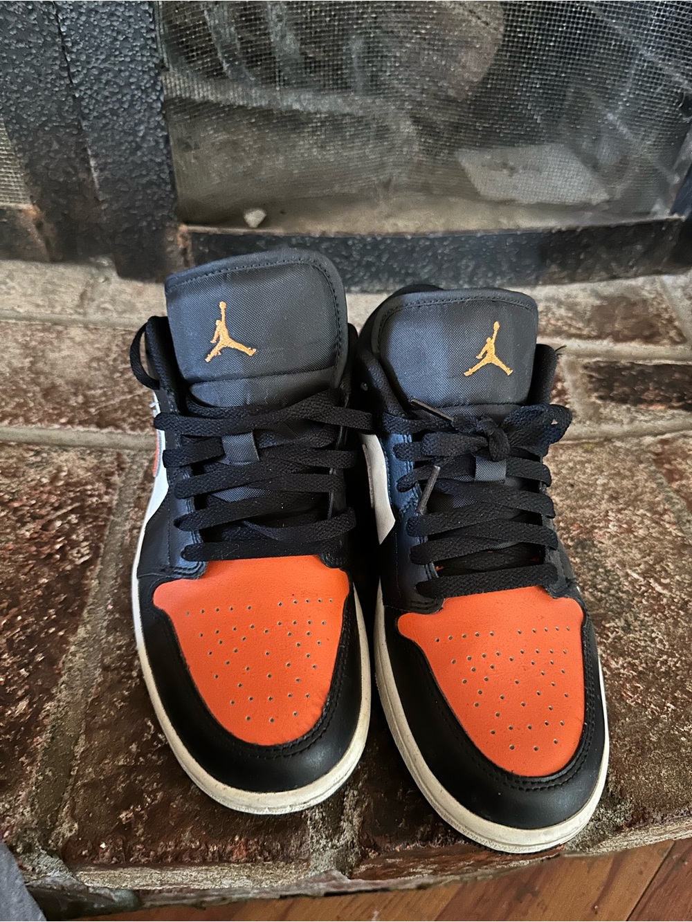 Jordan Mid/Low Black & Orange Retro Sneakers with Gold Jumpman